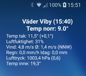 Android Widget för Cumulus väderdata